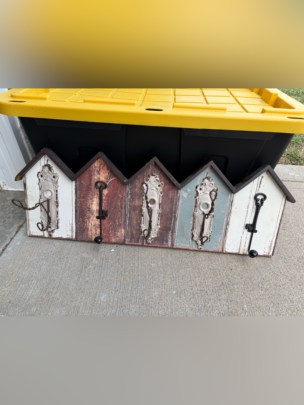 rustic wall-mounted key/coat hook rack Pier 1 Imports birdhouse locks hooks